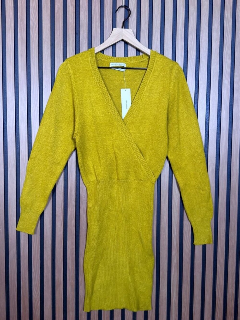 New Urban Outfitters Sweater Dress Medium Womens Metallic Faux Wrap Stretch